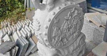 济南芝麻白抱鼓石 庭院抱鼓石