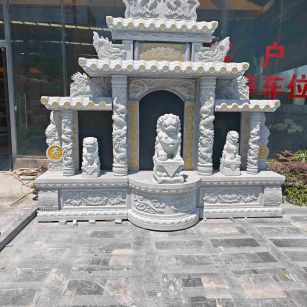 济南芝麻白中国黑石材套墓 花岗岩墓碑