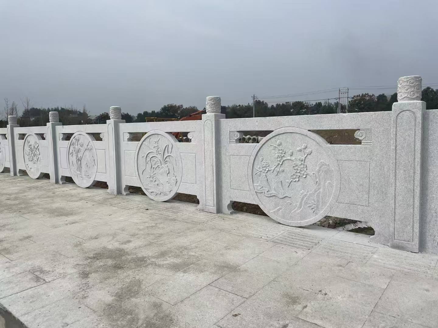 济南芝麻白河道栏杆 石材栏杆